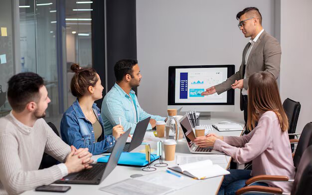 Business team in a strategy discussion